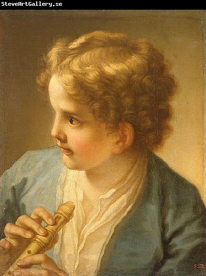 unknow artist Boy with the flute by tuscan painter Benedetto Luti